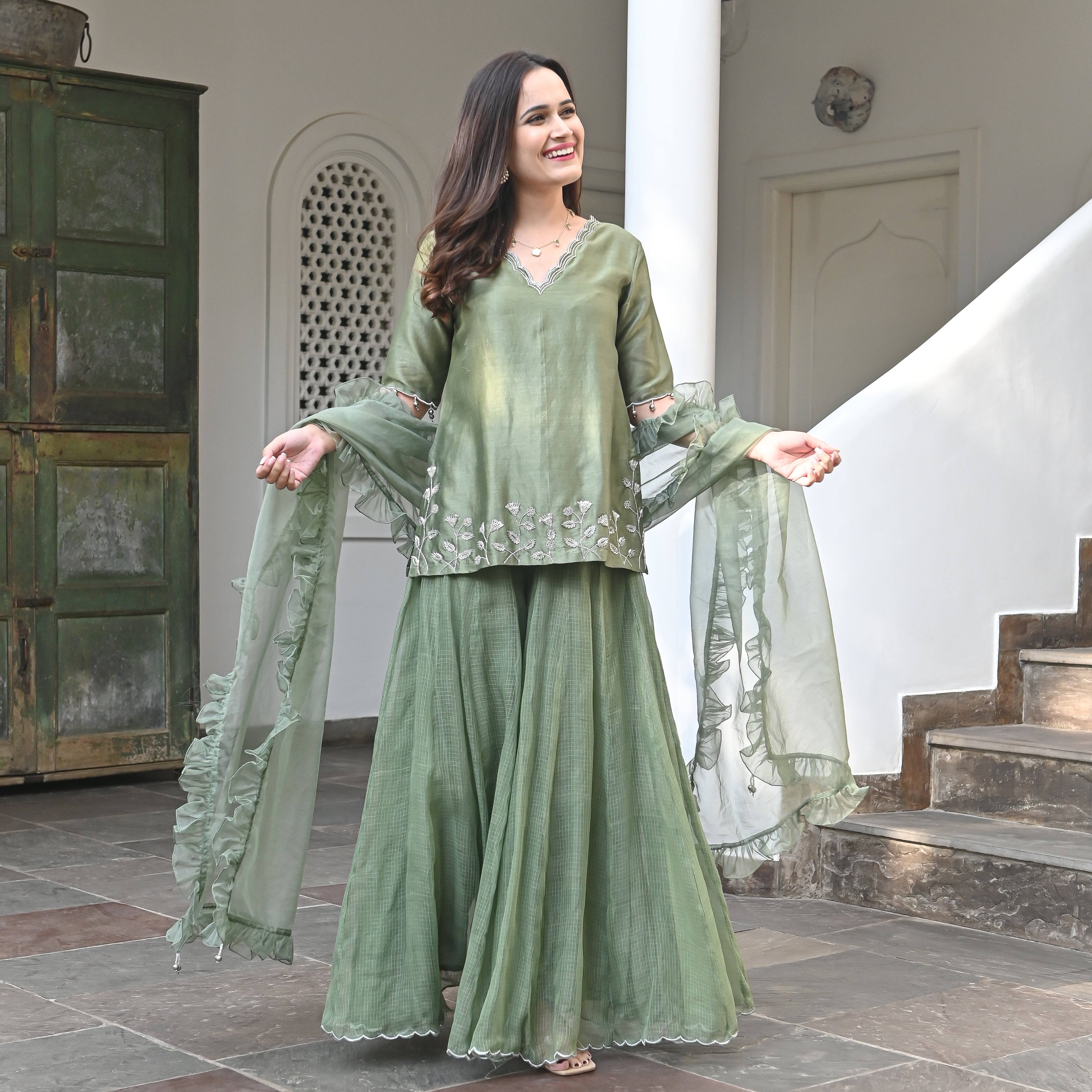 Wedding Shop Online Rani Pink Sharara Suit with Resham, Stone And Zari Work  LSTV115194
